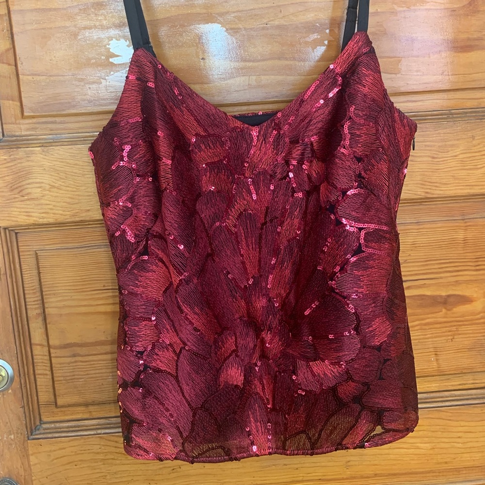 White House Black Market Dark Red Sequin Cami size XS